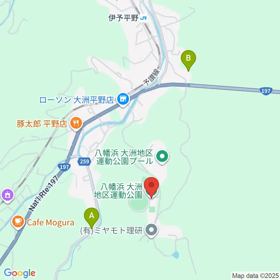 八幡浜・大洲地区運動公園野球場周辺のホテル一覧地図