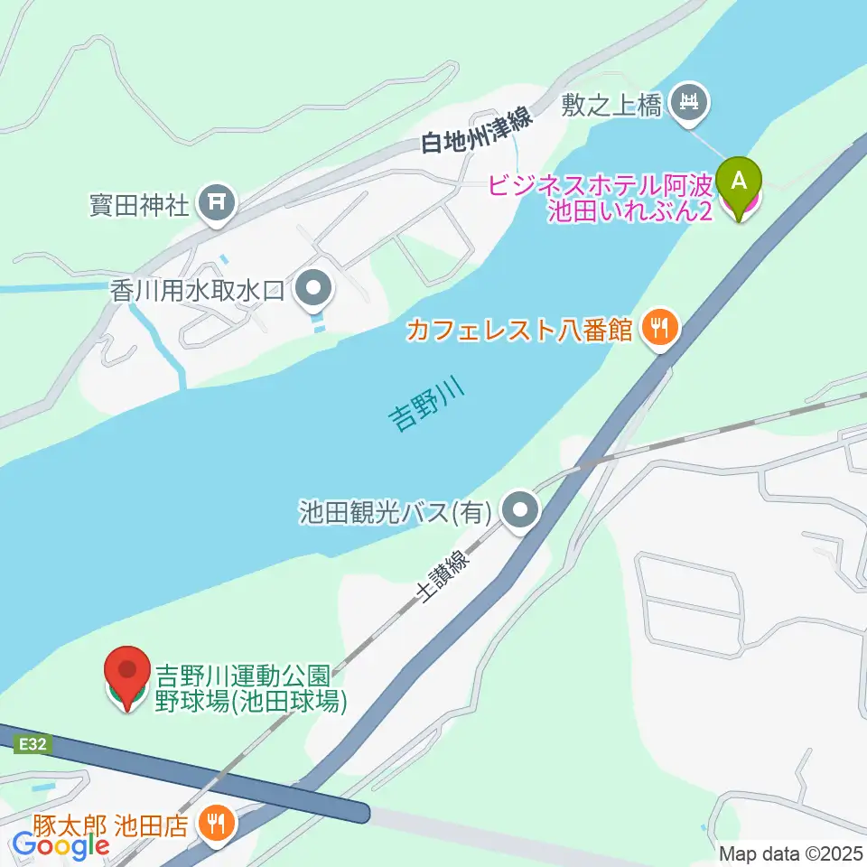 三好市吉野川運動公園野球場周辺のホテル一覧地図