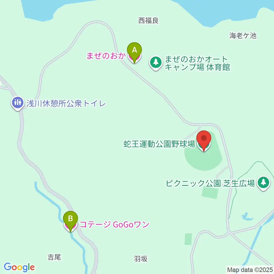 蛇王運動公園野球場周辺のホテル一覧地図
