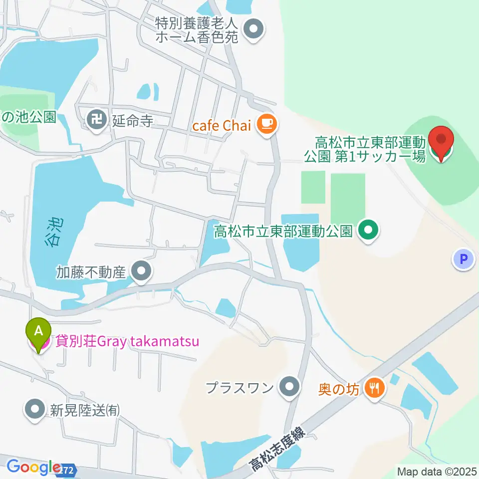 高松市立東部運動公園サッカー場周辺のホテル一覧地図