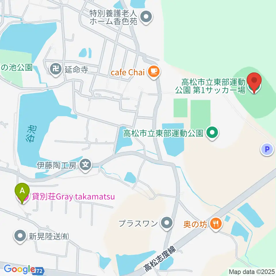 高松市立東部運動公園サッカー場周辺のホテル一覧地図