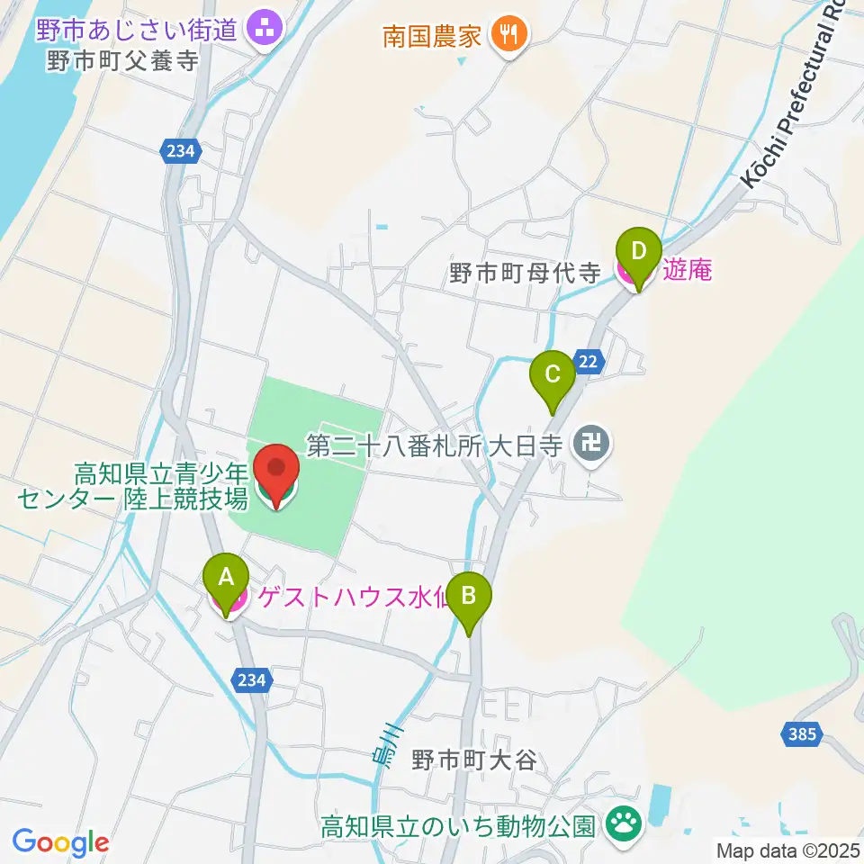 高知県立青少年センター陸上競技場周辺のホテル一覧地図