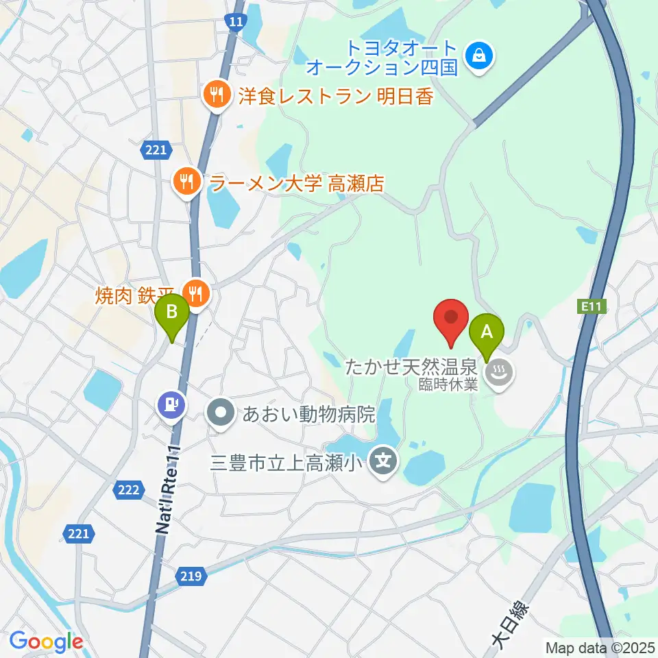 三豊市緑ヶ丘総合運動公園サッカー場周辺のホテル一覧地図