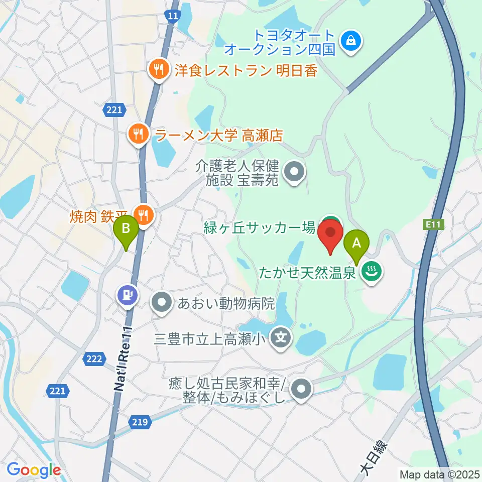 三豊市緑ヶ丘総合運動公園サッカー場周辺のホテル一覧地図