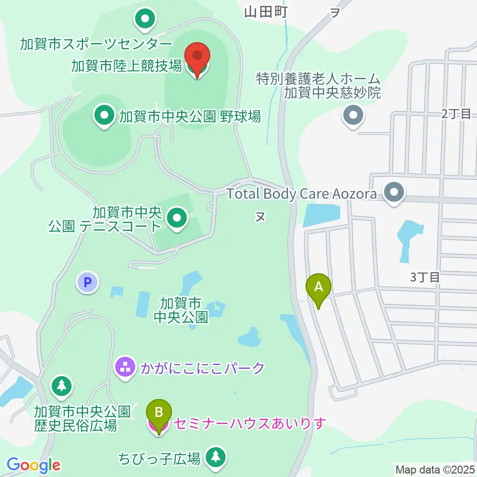 加賀市陸上競技場周辺のホテル一覧地図