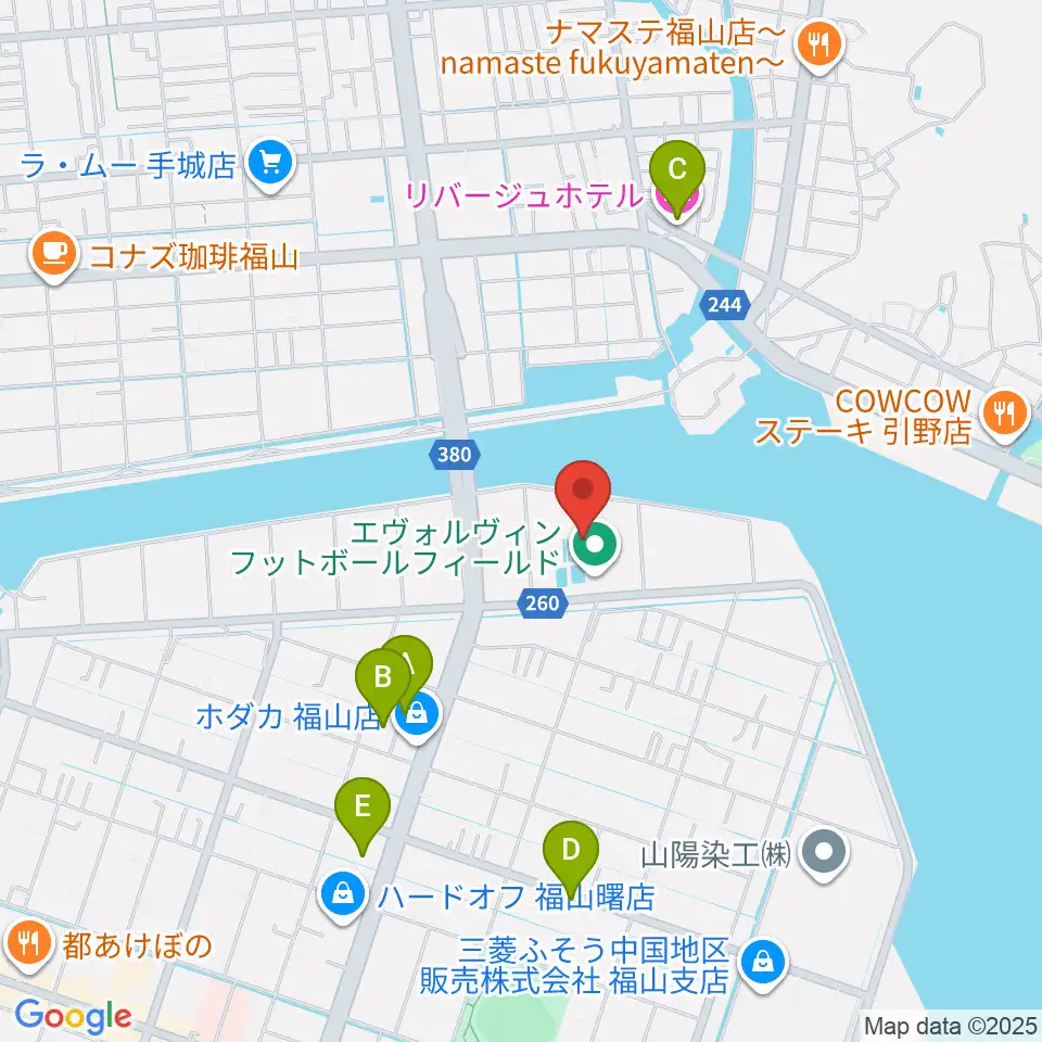 エヴォルヴィンフットボールフィールド周辺のホテル一覧地図