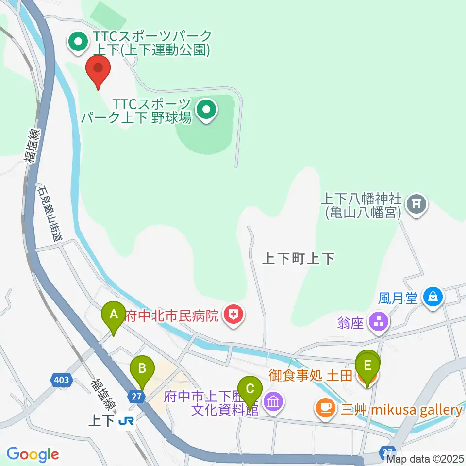 TTCスポーツパーク上下人工芝グラウンド周辺のホテル一覧地図