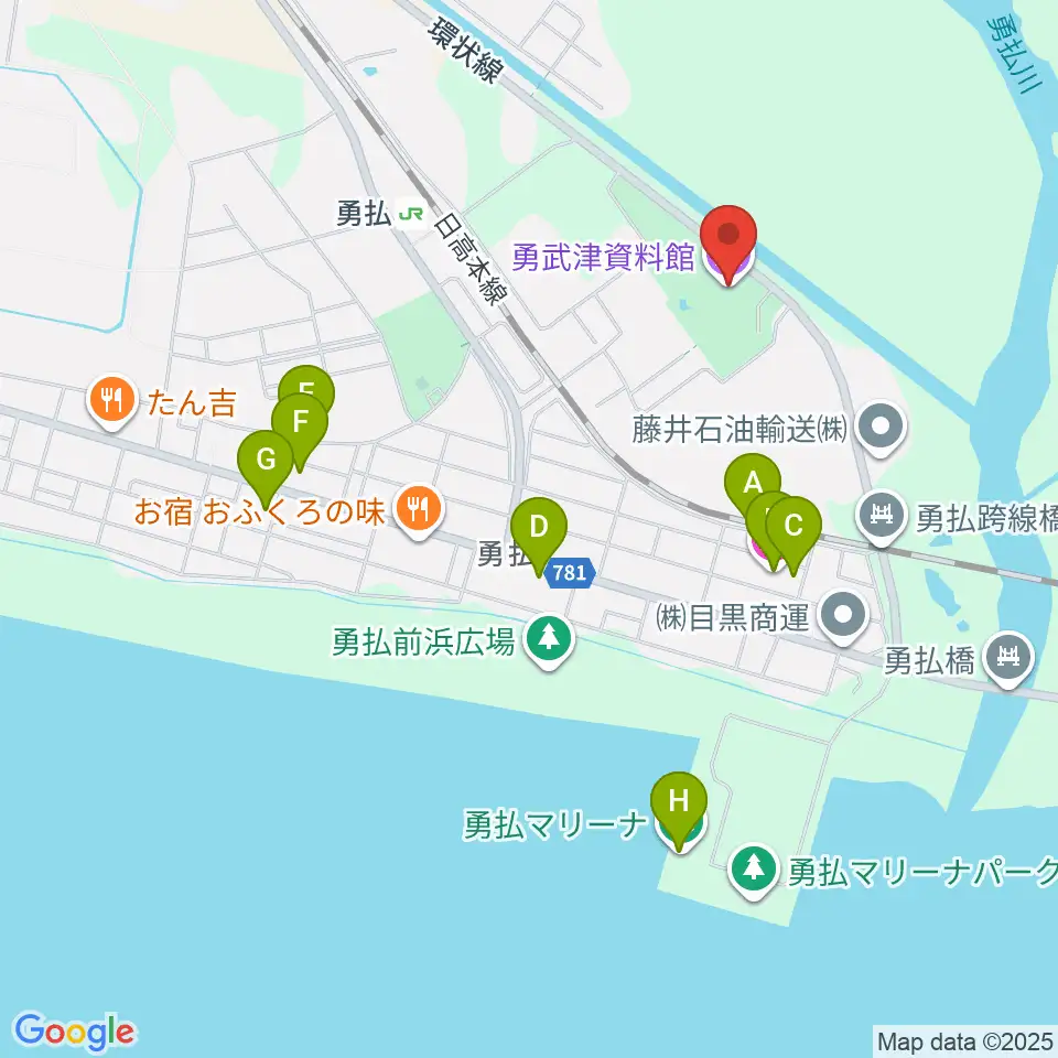 勇武津資料館周辺のホテル一覧地図