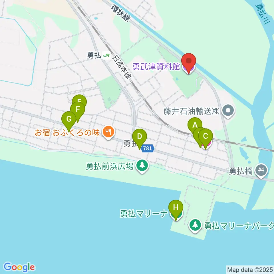 勇武津資料館周辺のホテル一覧地図