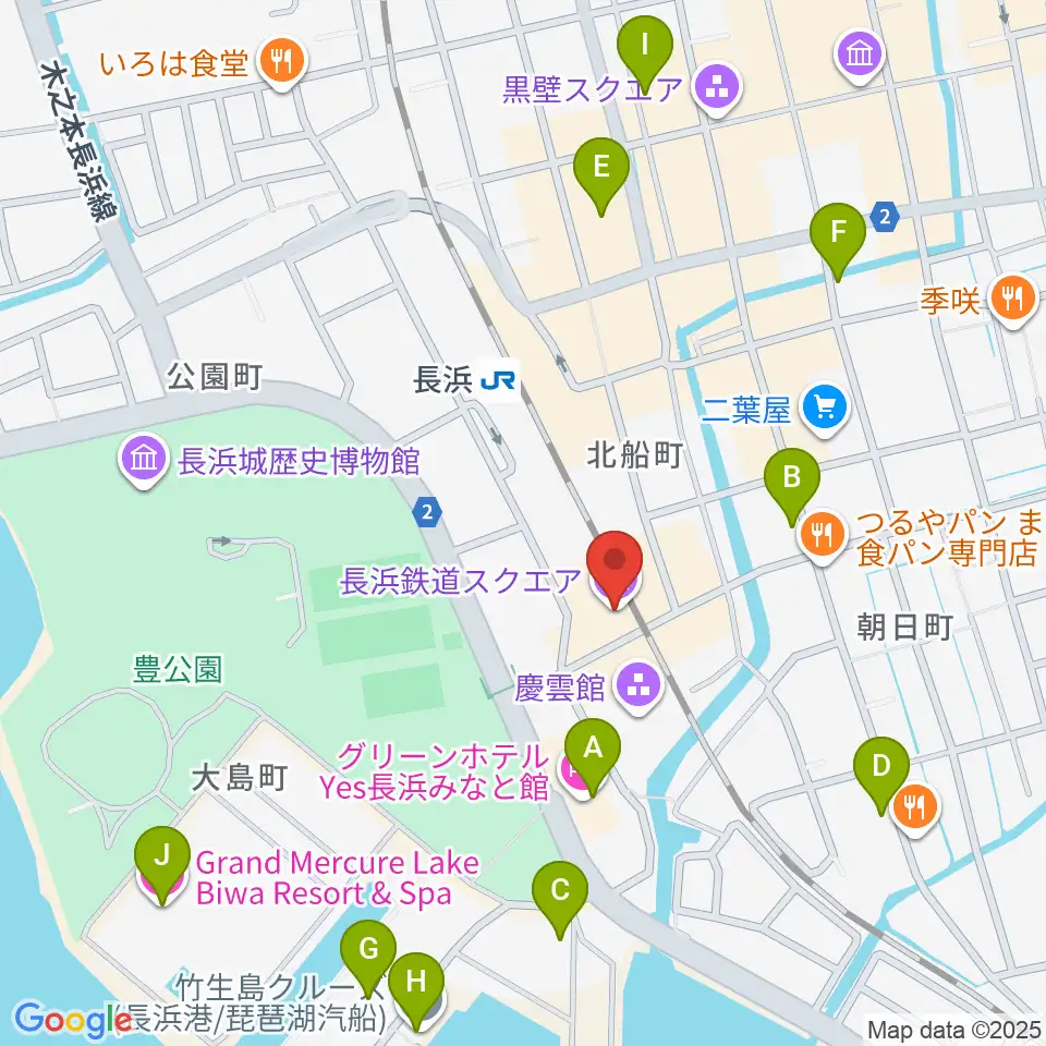 長浜鉄道スクエア周辺のホテル一覧地図