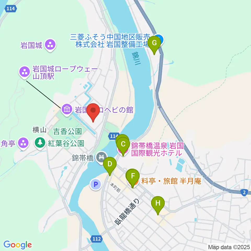 吉川史料館周辺のホテル一覧地図