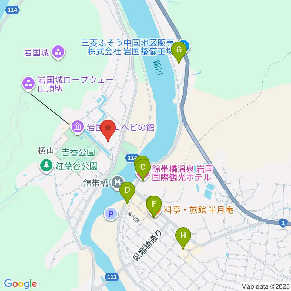 吉川史料館周辺のホテル一覧地図