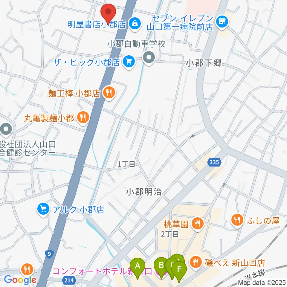 山口市小郡文化資料館周辺のホテル一覧地図