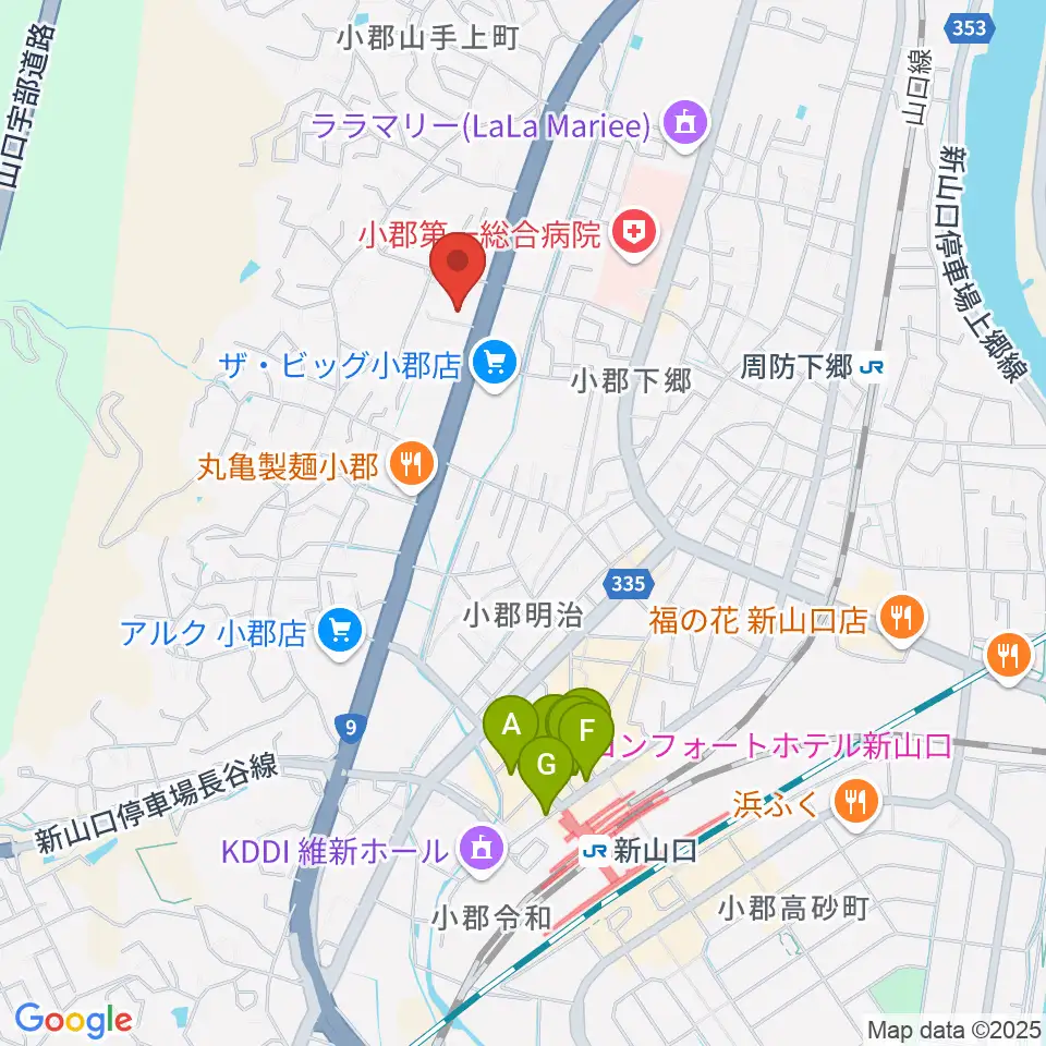 山口市小郡文化資料館周辺のホテル一覧地図