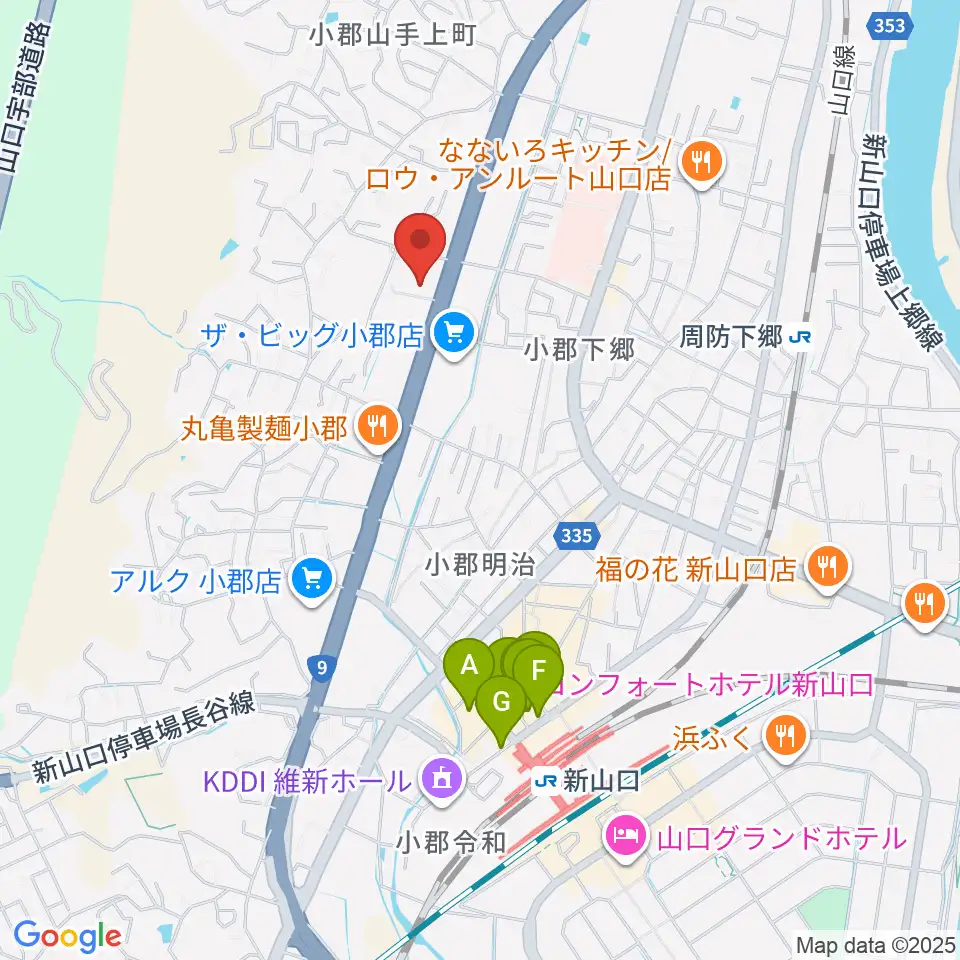 山口市小郡文化資料館周辺のホテル一覧地図