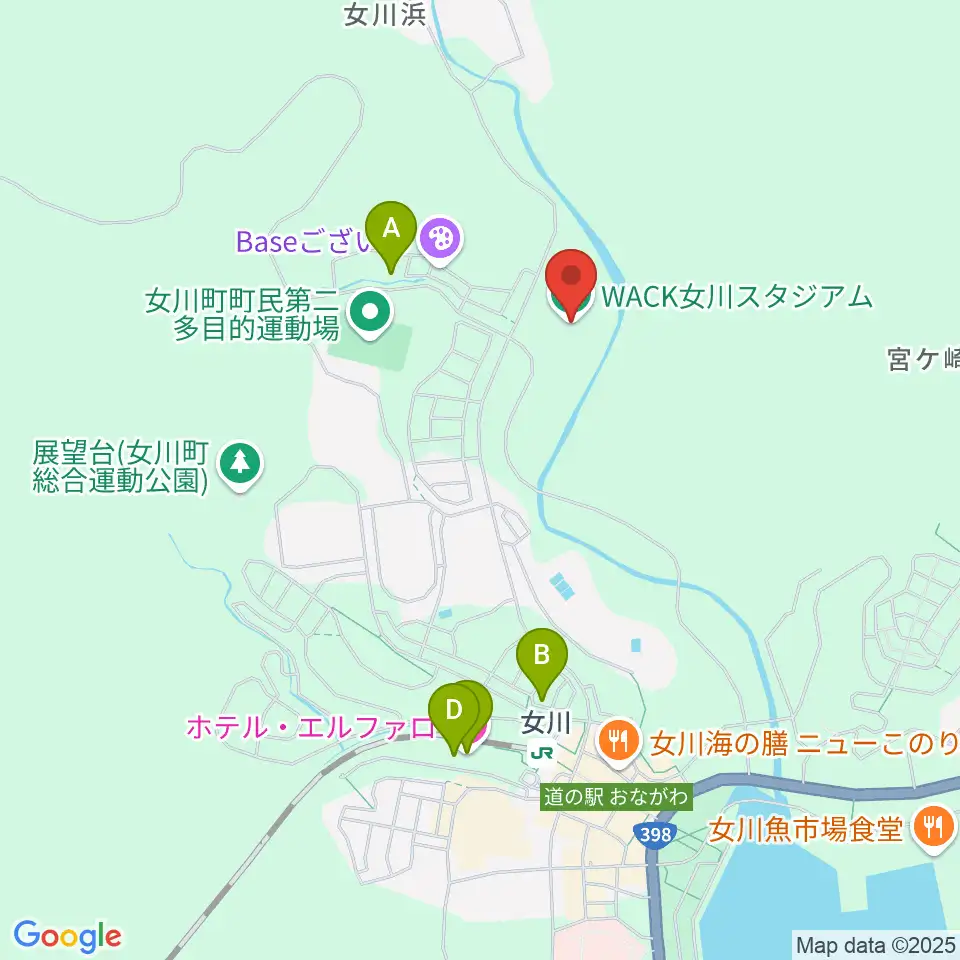 WACK女川スタジアム周辺のホテル一覧地図