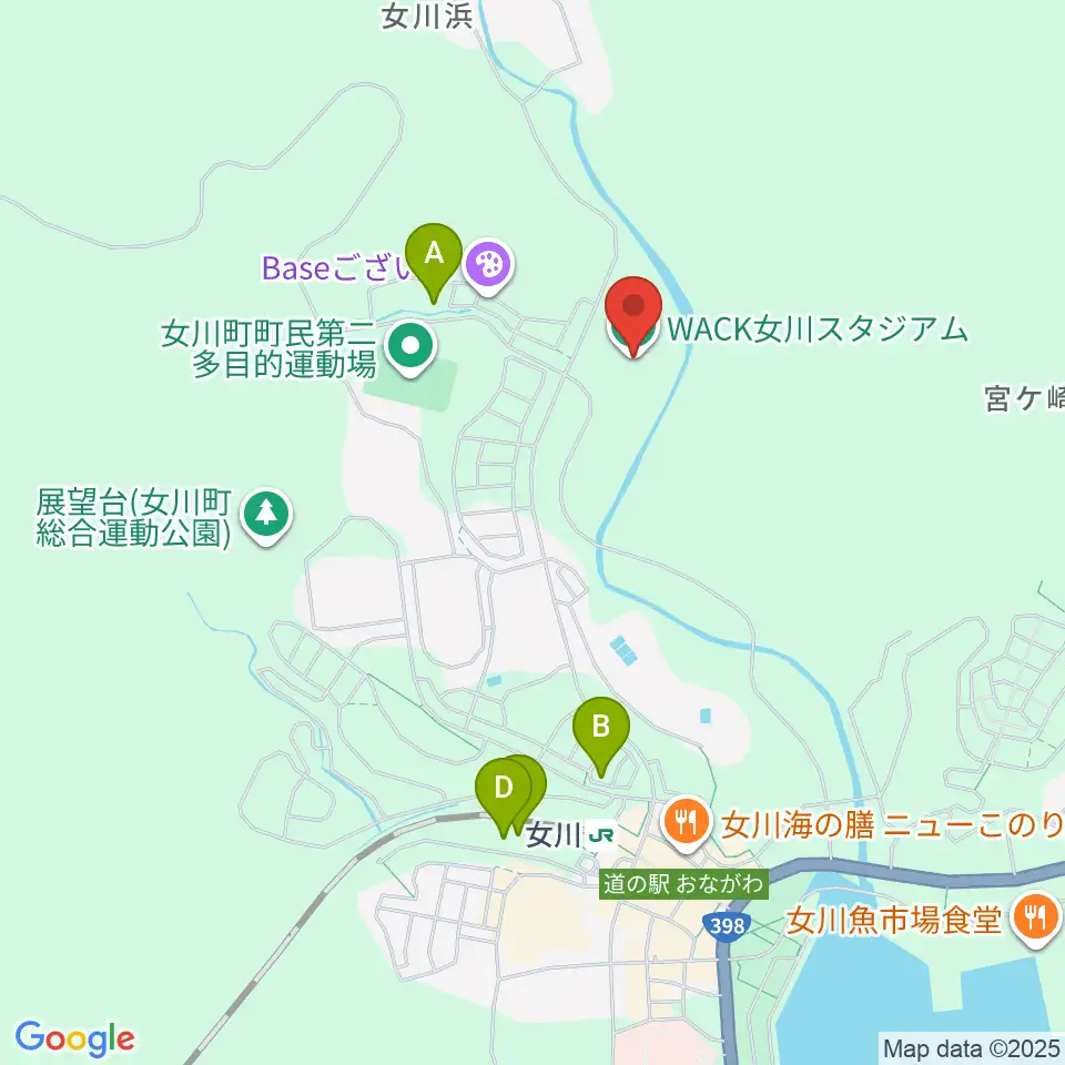 WACK女川スタジアム周辺のホテル一覧地図