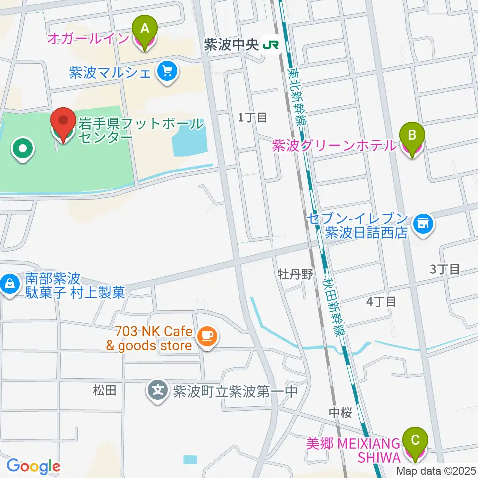 岩手県フットボールセンター周辺のホテル一覧地図