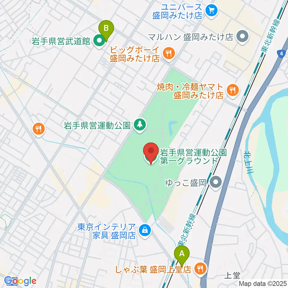 岩手県営運動公園グラウンド周辺のホテル一覧地図
