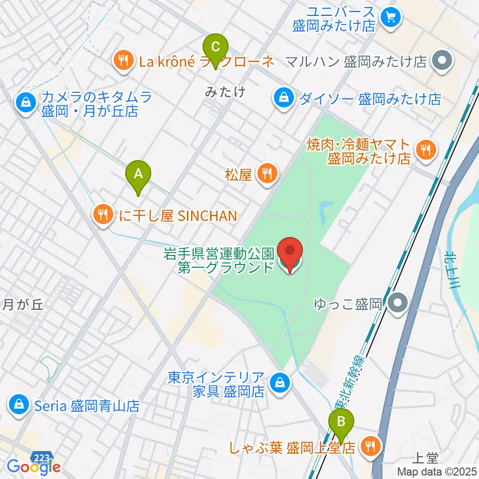 岩手県営運動公園グラウンド周辺のホテル一覧地図