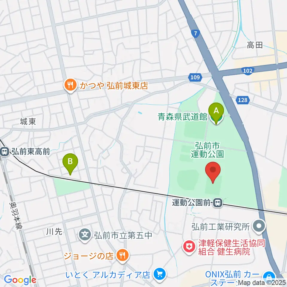 弘前市運動公園球技場周辺のホテル一覧地図