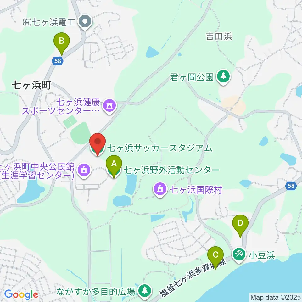 七ヶ浜サッカースタジアム周辺のホテル一覧地図