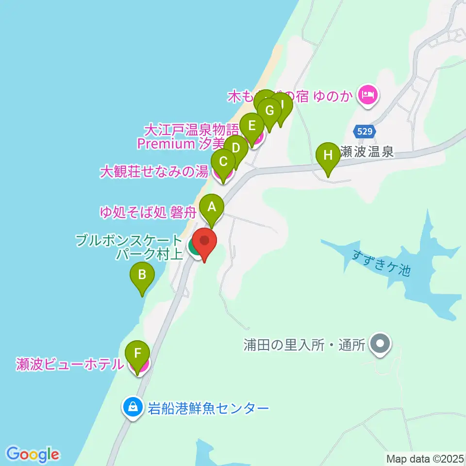 ブルボンスケートパーク村上周辺のホテル一覧地図