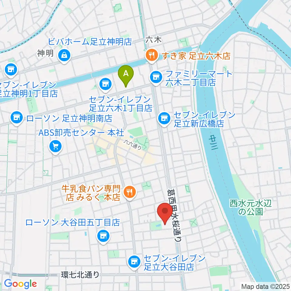 足立区立郷土博物館周辺のホテル一覧地図