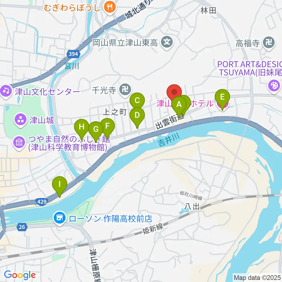 津山洋学資料館周辺のホテル一覧地図
