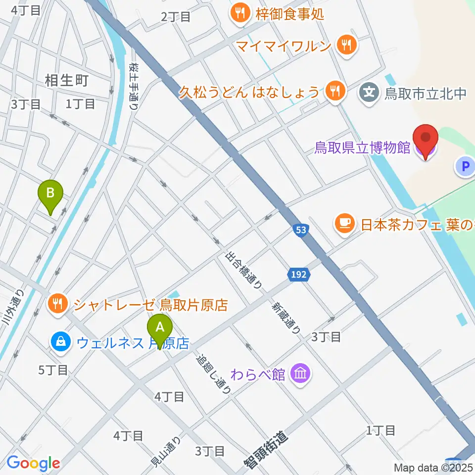 鳥取県立博物館周辺のホテル一覧地図