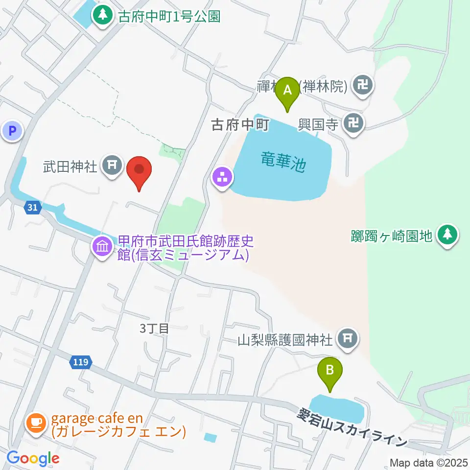 武田神社宝物殿周辺のホテル一覧地図