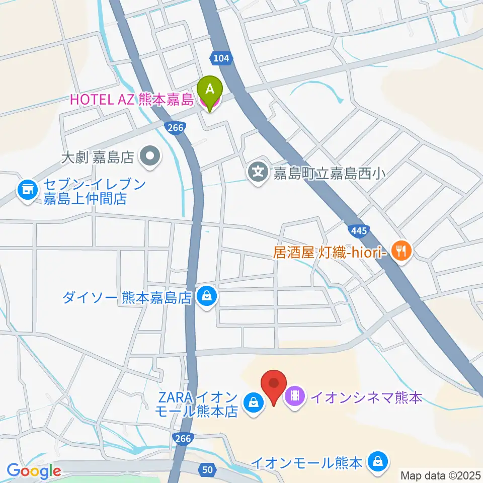 イオンシネマ熊本周辺のホテル一覧地図