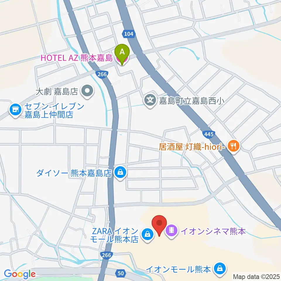 イオンシネマ熊本周辺のホテル一覧地図