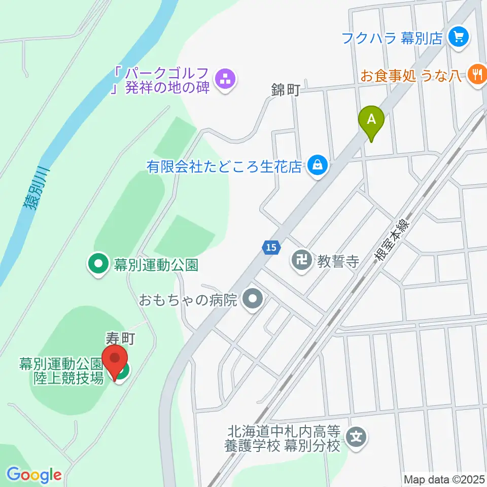 幕別町運動公園陸上競技場周辺のホテル一覧地図