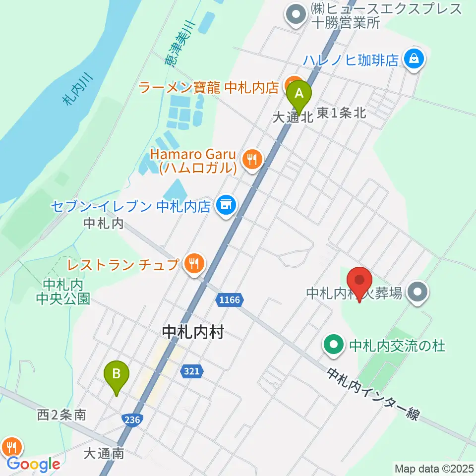 中札内交流の杜サッカー場周辺のホテル一覧地図