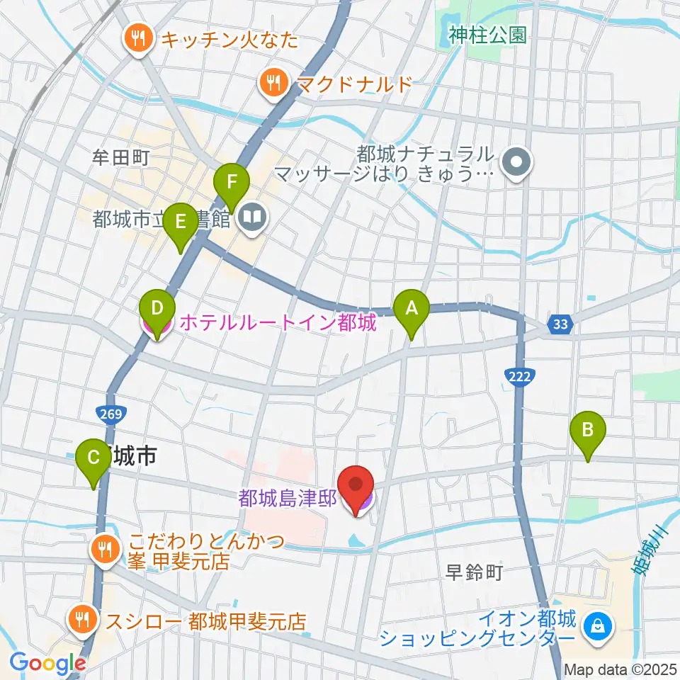 都城島津邸周辺のホテル一覧地図