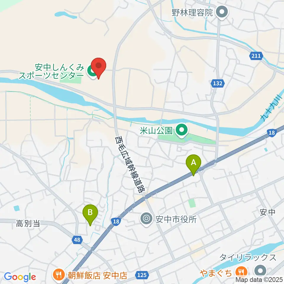 安中しんくみスポーツセンター周辺のホテル一覧地図