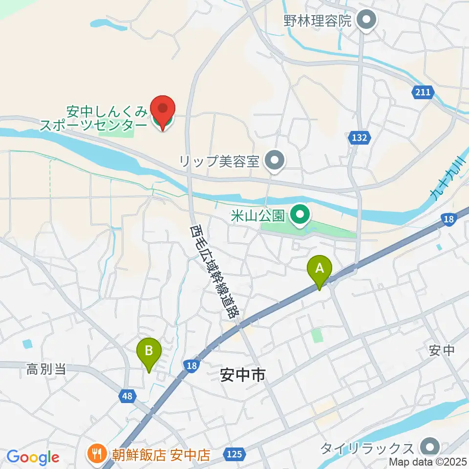 安中しんくみスポーツセンター周辺のホテル一覧地図