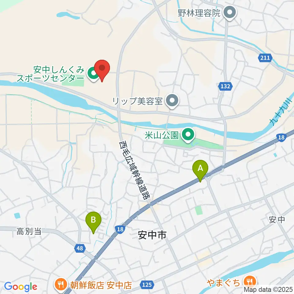 安中しんくみスポーツセンター周辺のホテル一覧地図