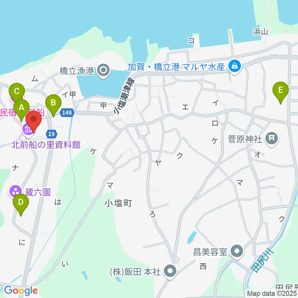 加賀市北前船の里資料館周辺のホテル一覧地図