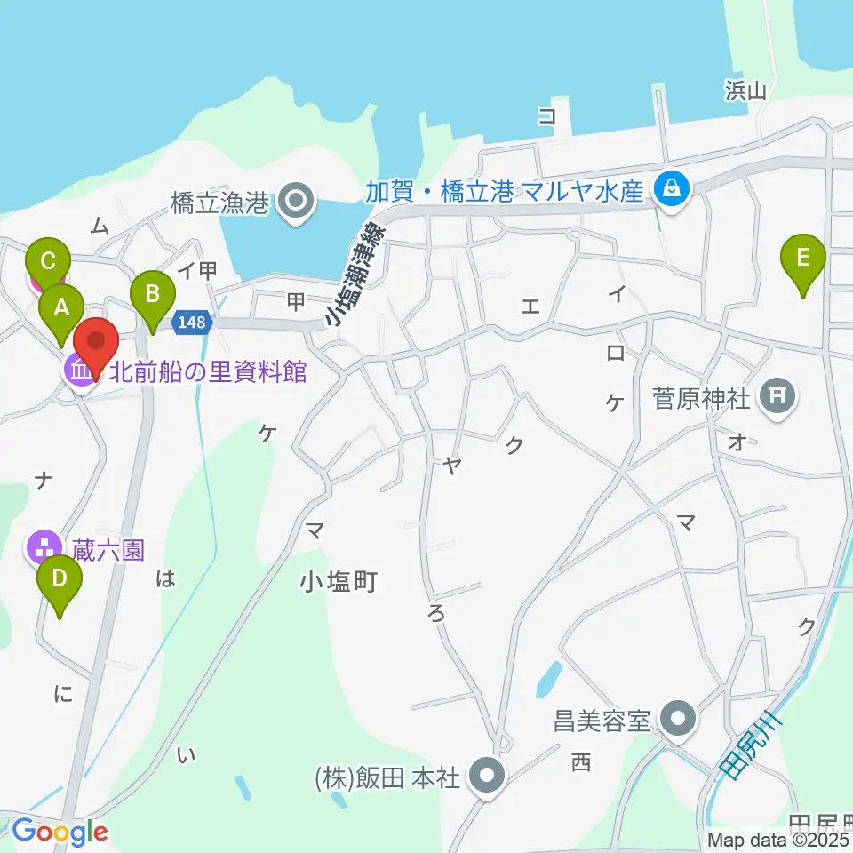 加賀市北前船の里資料館周辺のホテル一覧地図