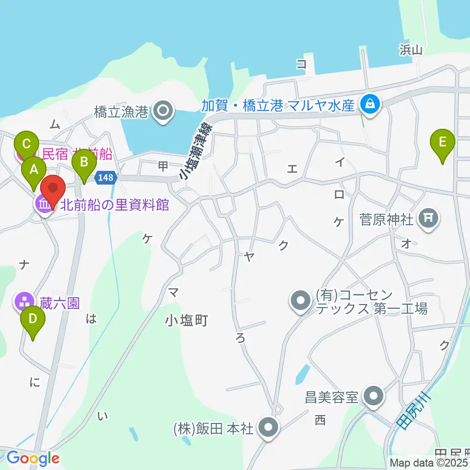 加賀市北前船の里資料館周辺のホテル一覧地図