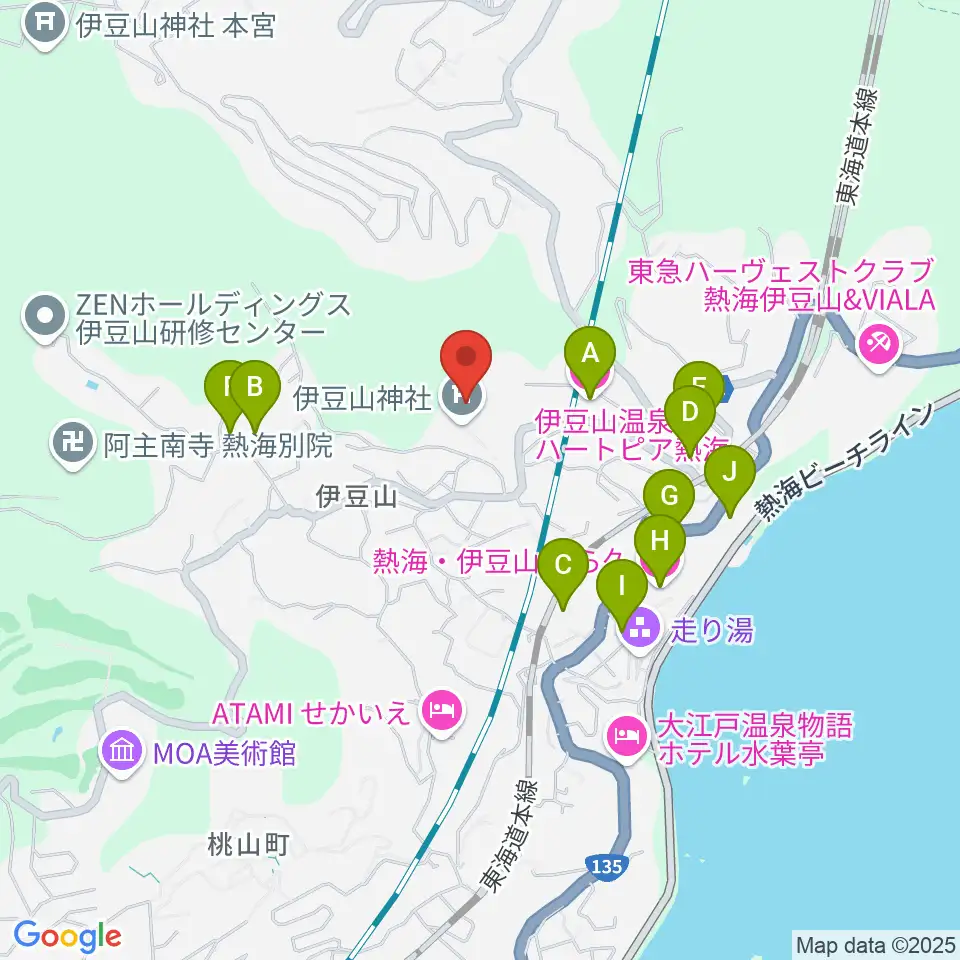 熱海市立伊豆山郷土資料館周辺のホテル一覧地図