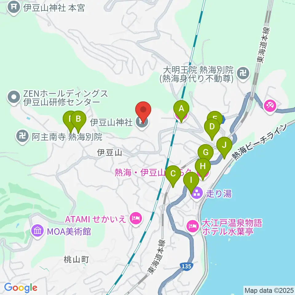 熱海市立伊豆山郷土資料館周辺のホテル一覧地図