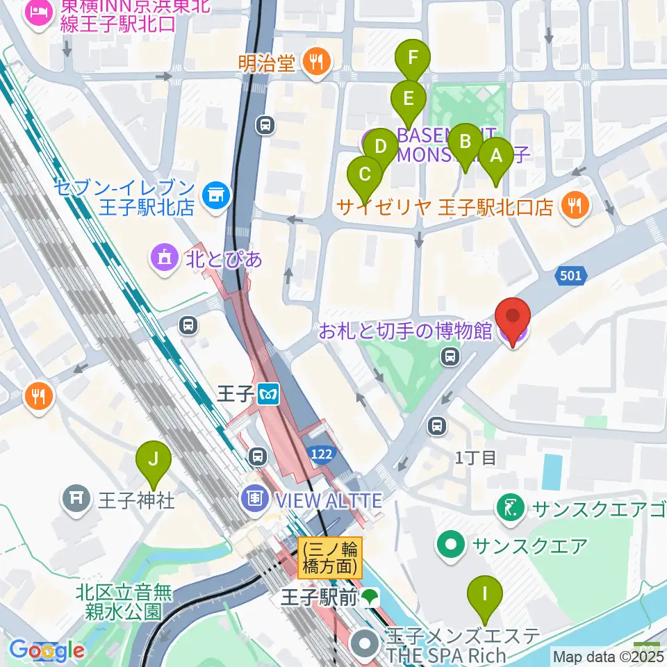 お札と切手の博物館周辺のホテル一覧地図