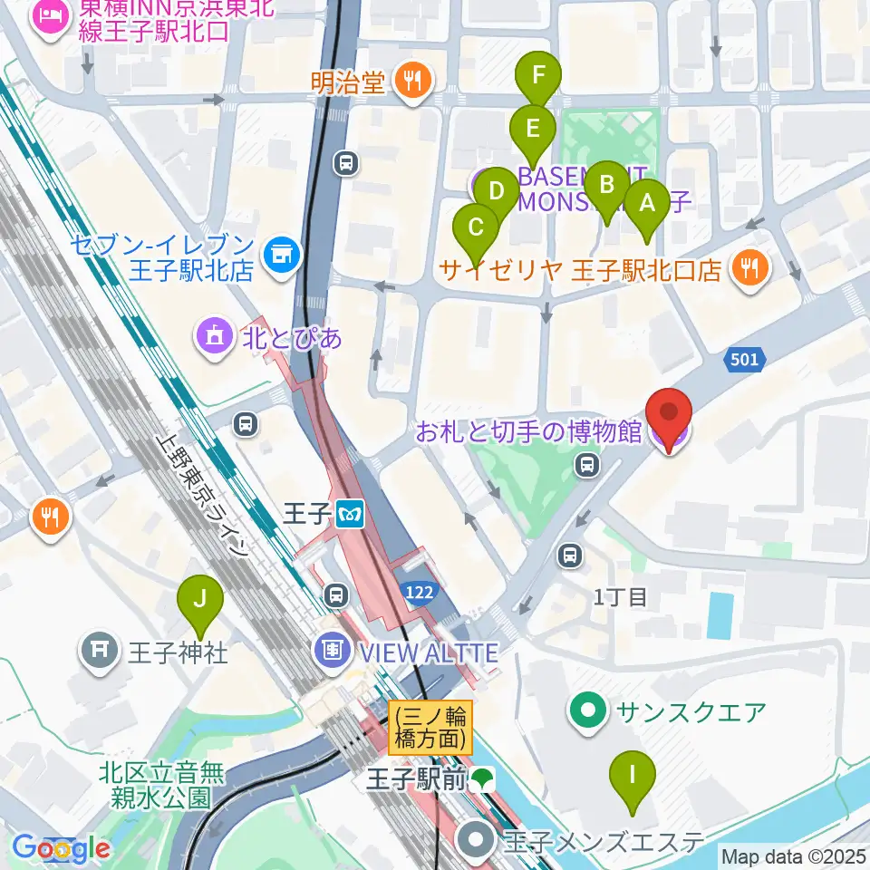 お札と切手の博物館周辺のホテル一覧地図