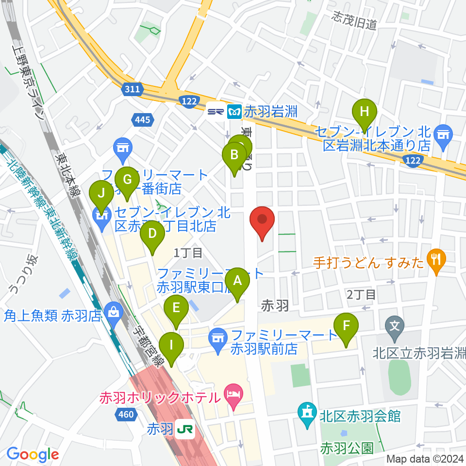 赤羽サウンドスタジオフェイス周辺のホテル一覧地図