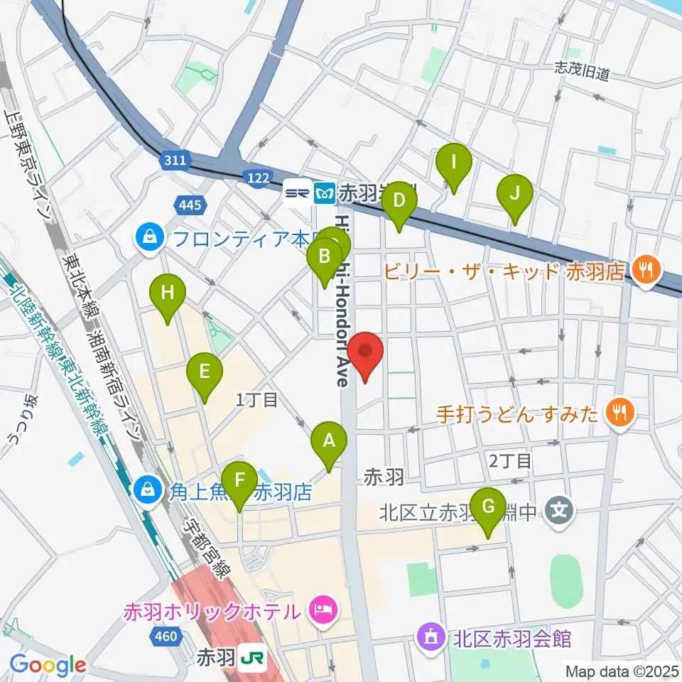 赤羽サウンドスタジオフェイス周辺のホテル一覧地図