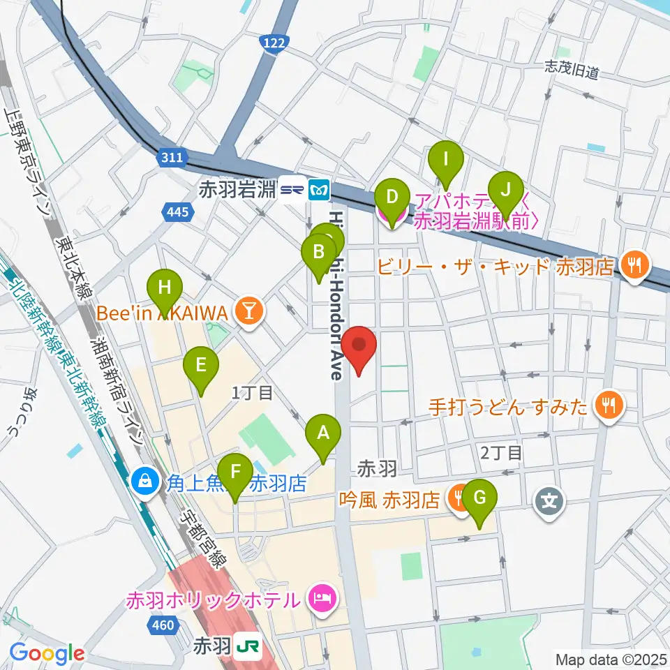 赤羽サウンドスタジオフェイス周辺のホテル一覧地図