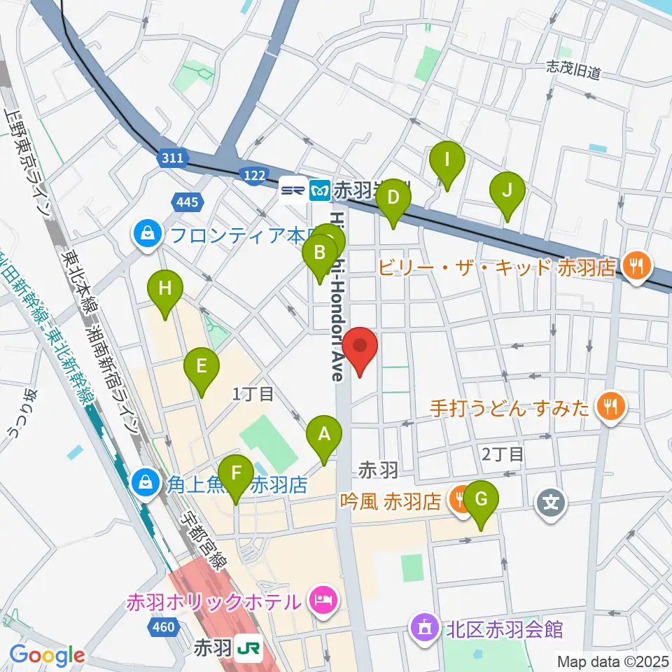 赤羽サウンドスタジオフェイス周辺のホテル一覧地図